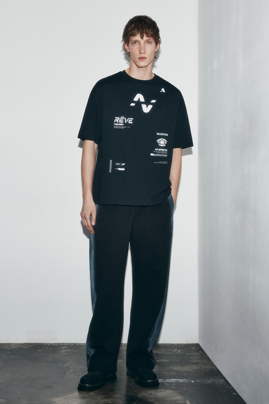 Футболка oversize хлопковая с принтом - цвет черный - 4