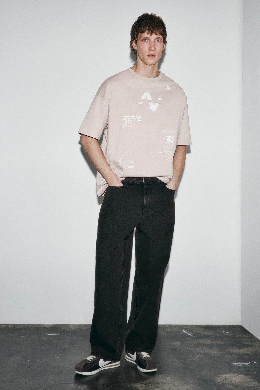 Футболка oversize хлопковая с принтом - цвет розовый - 5