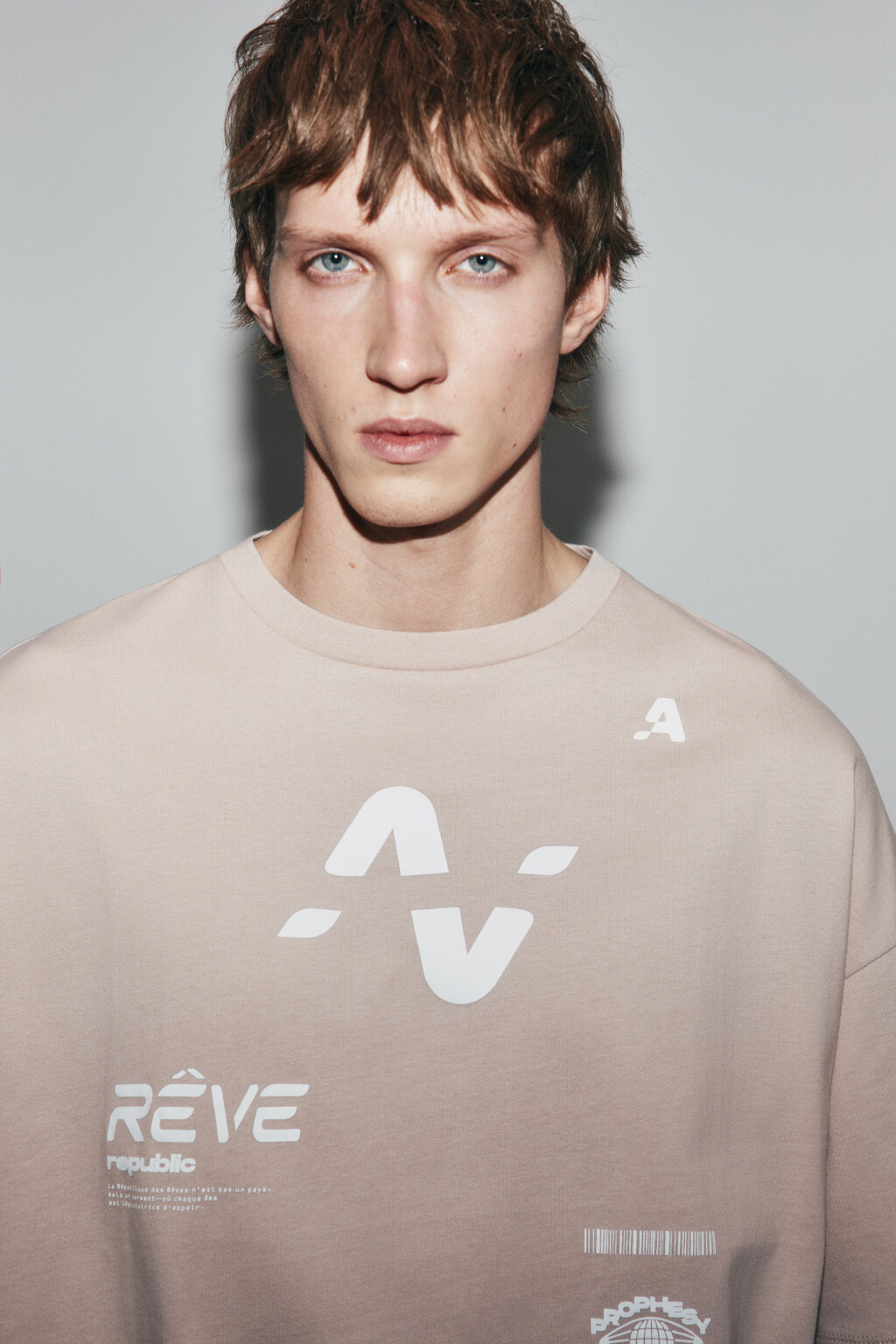 Футболка oversize хлопковая с принтом - цвет розовый - 6