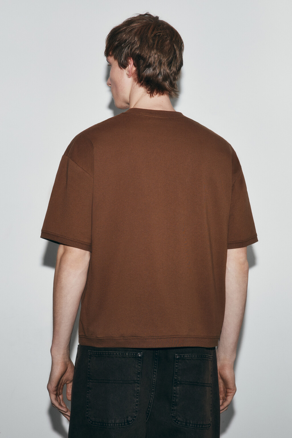 Футболка хлопковая с вареным эффектом - цвет коричневый - 4