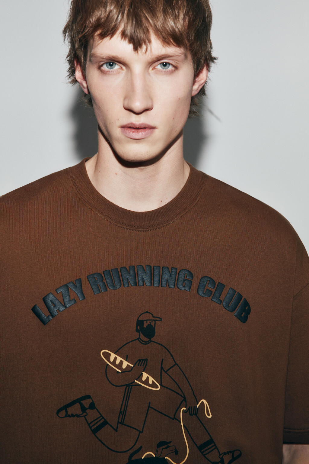 Футболка хлопковая с вареным эффектом - цвет коричневый - 6