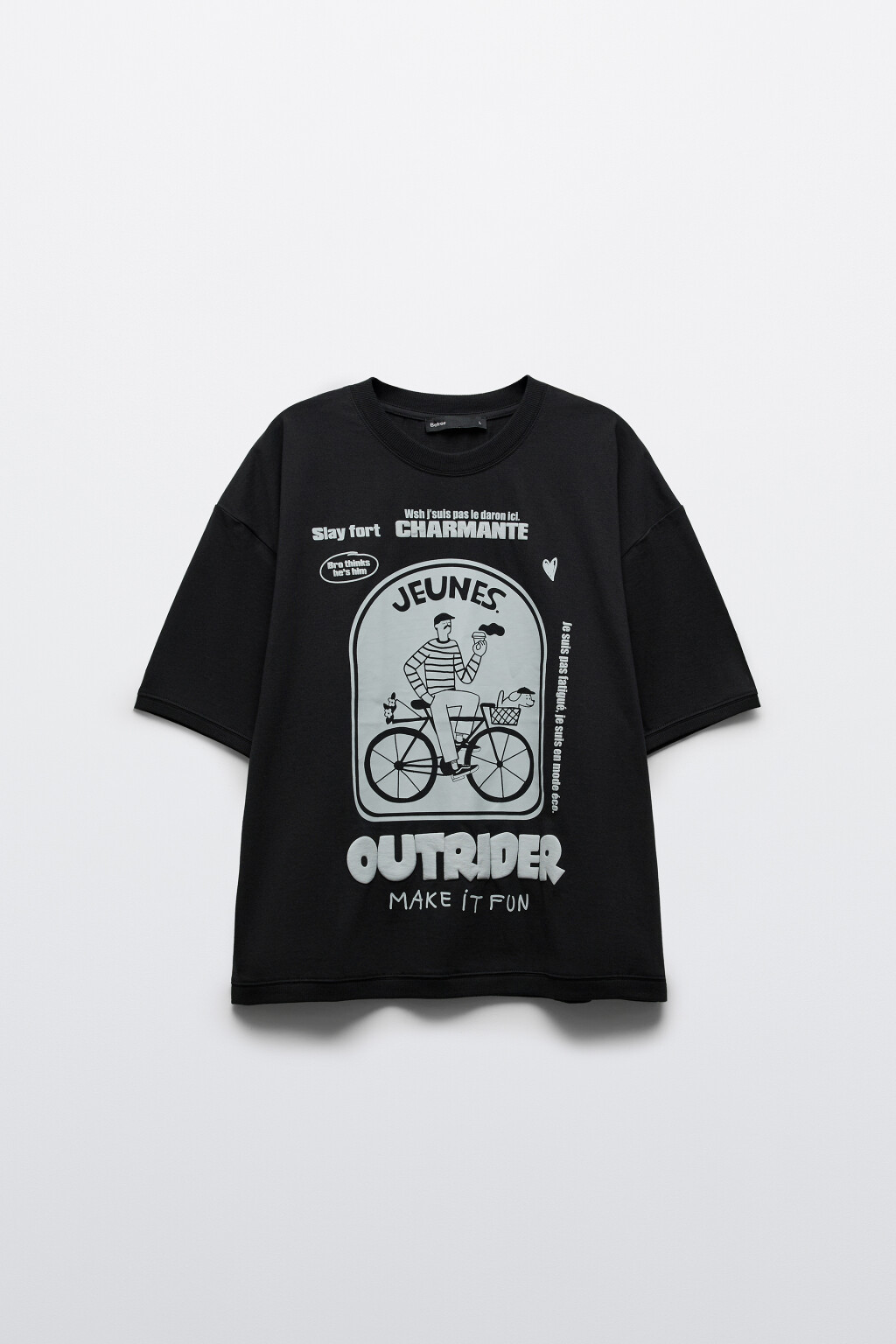 Футболка хлопковая с вареным эффектом - цвет черный - 1