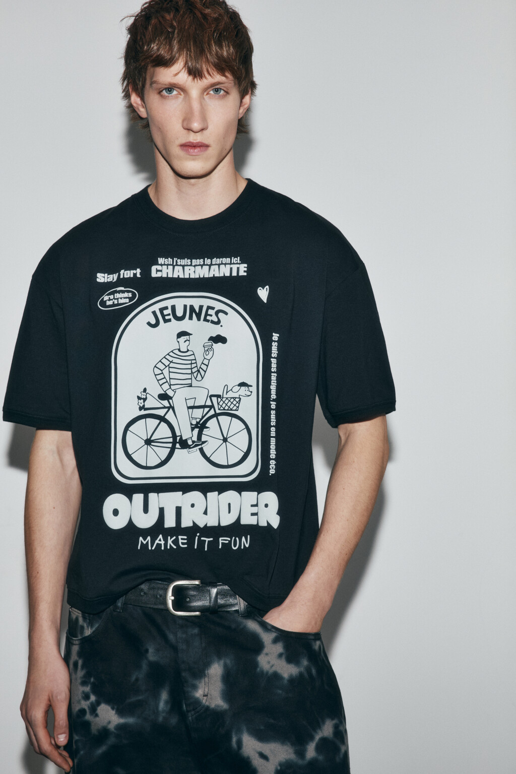 Футболка хлопковая с вареным эффектом - цвет черный - 2