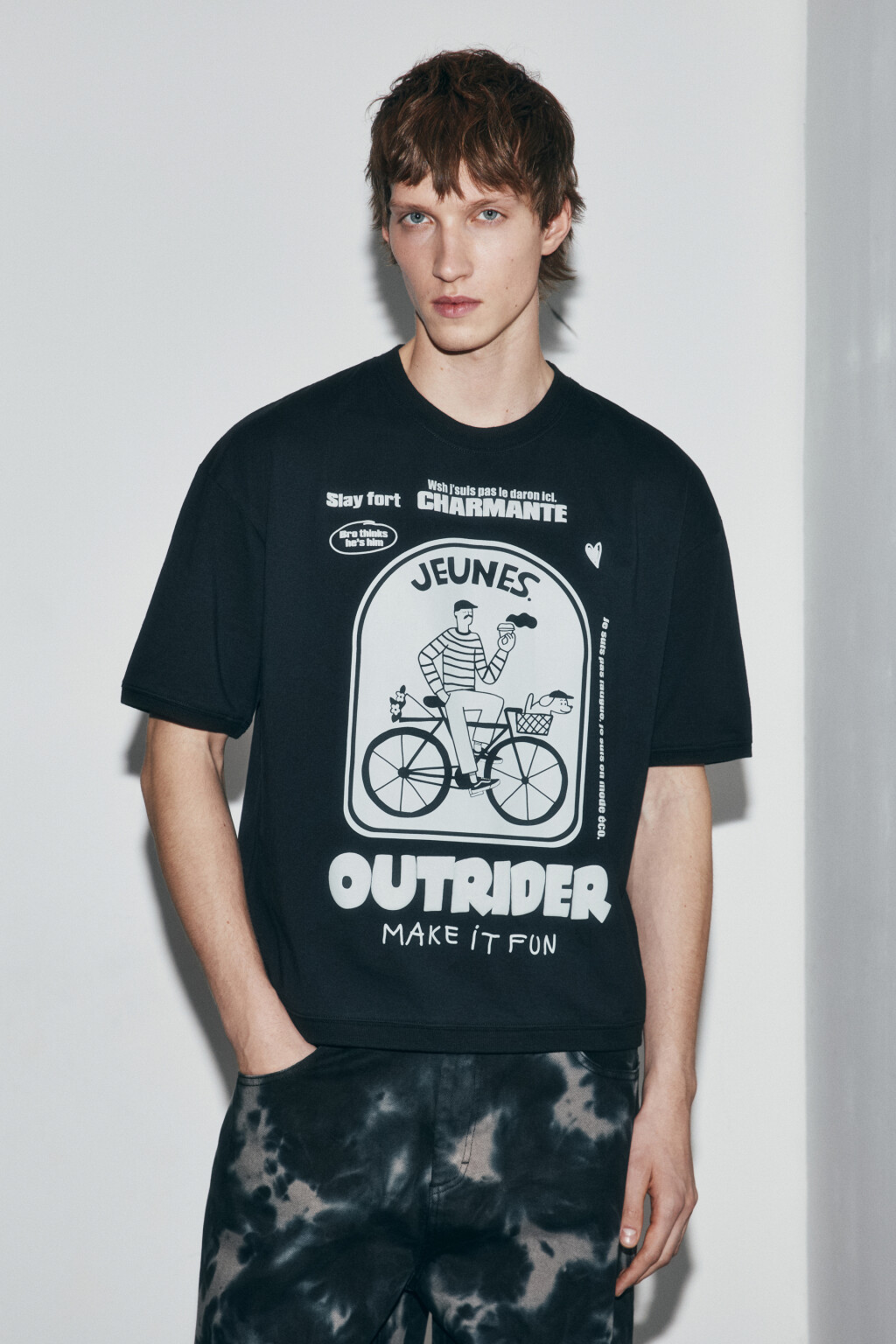 Футболка хлопковая с вареным эффектом - цвет черный - 3