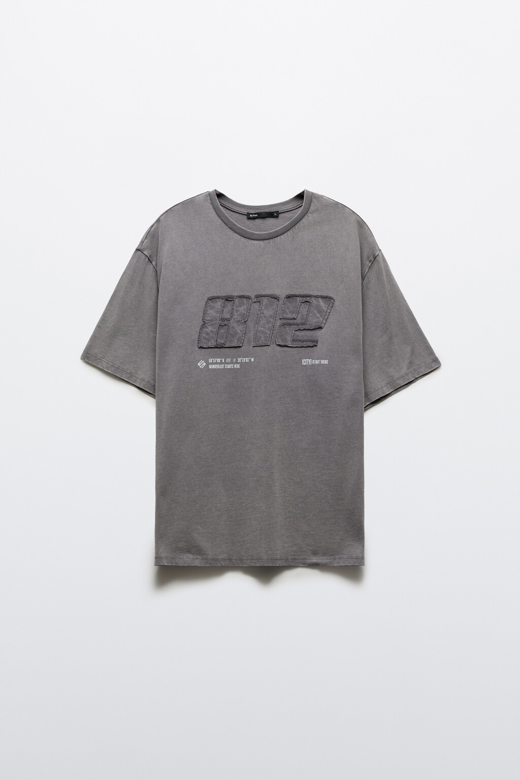 Футболка хлопковая с вареным эффектом - цвет серый - 1