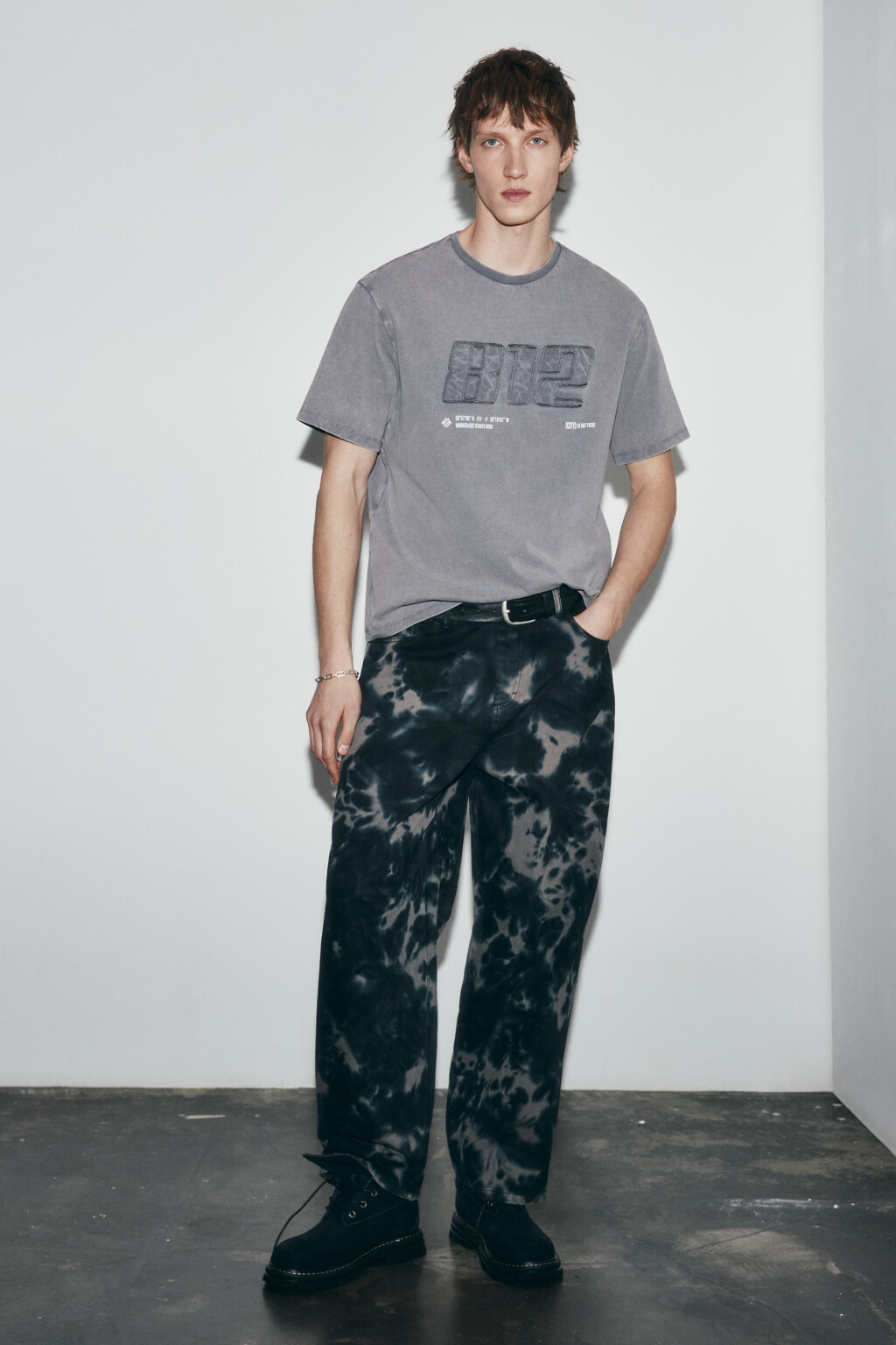 Футболка хлопковая с вареным эффектом - цвет серый - 5