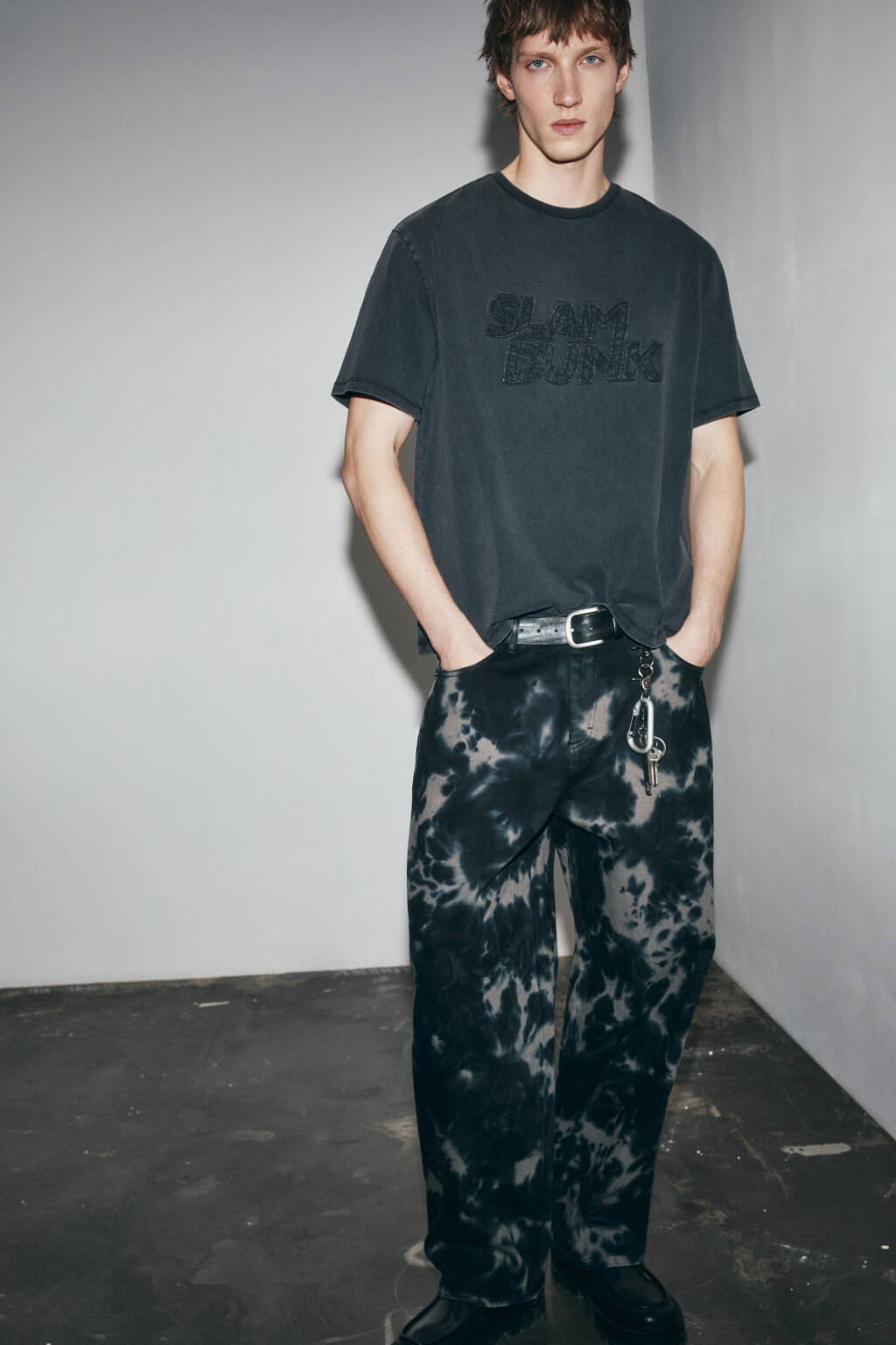 Футболка хлопковая с вареным эффектом - цвет черный - 2