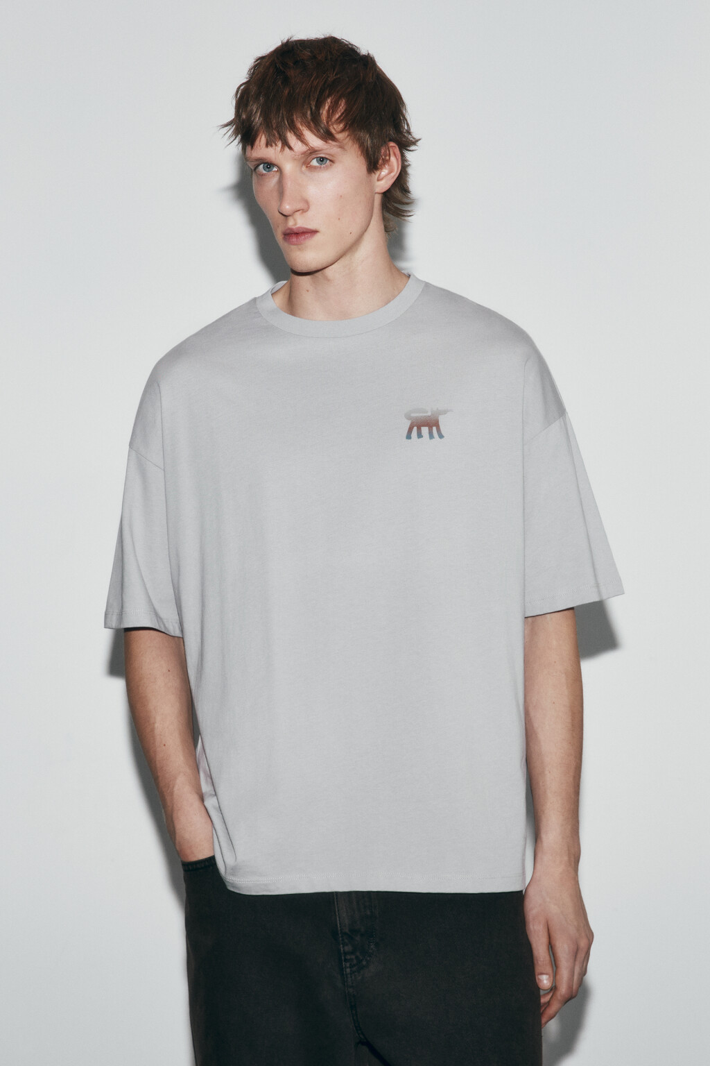 Футболка хлопковая с логотипом - цвет серый - 3