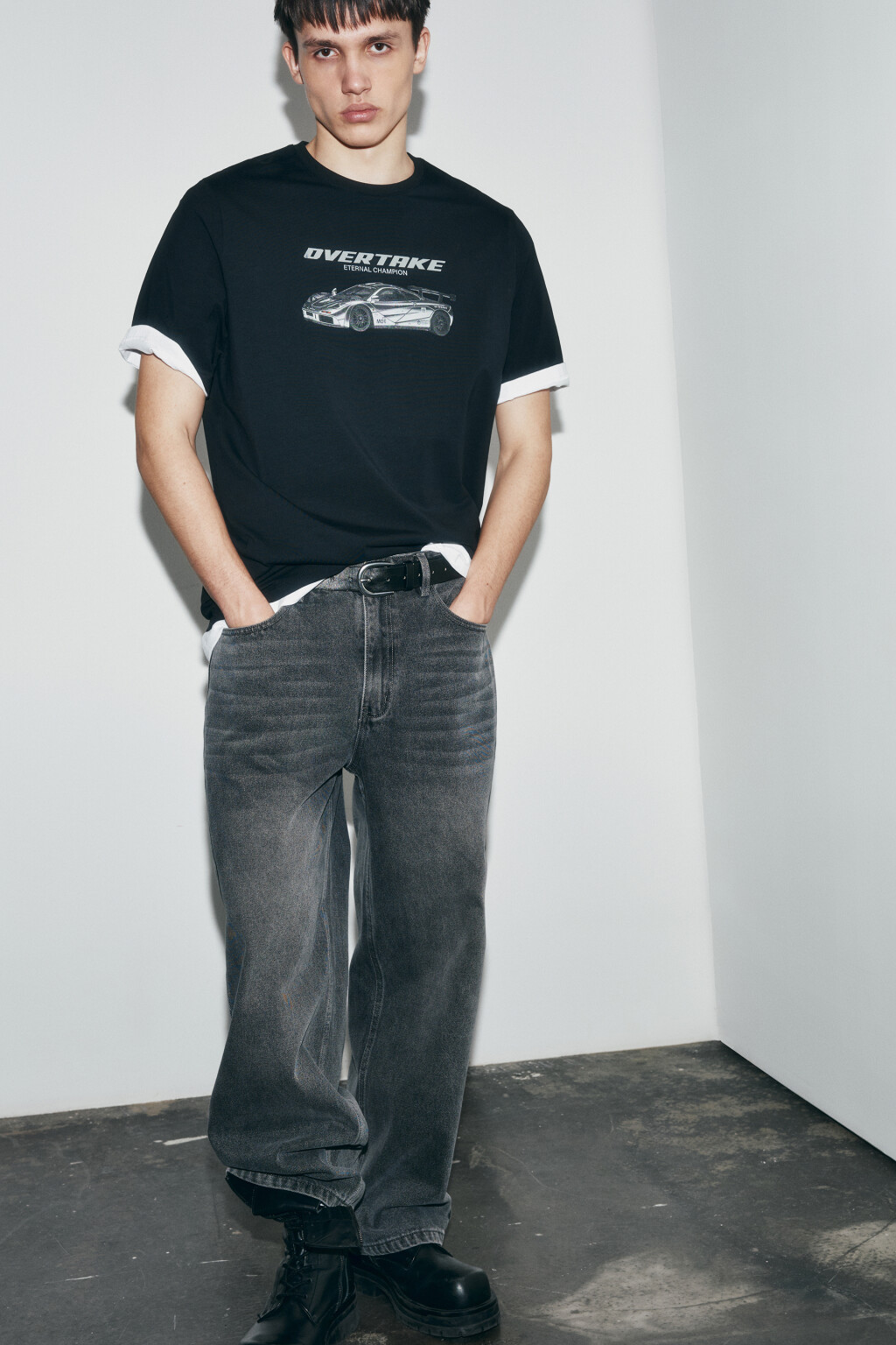 Футболка хлопковая с принтом - цвет черный - 2