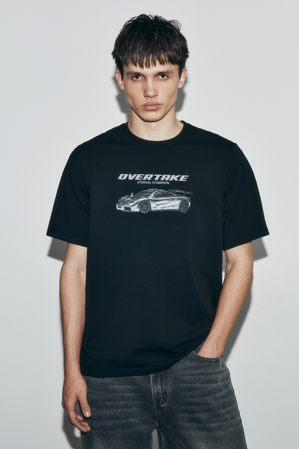 Футболка хлопковая с принтом - цвет черный - 3