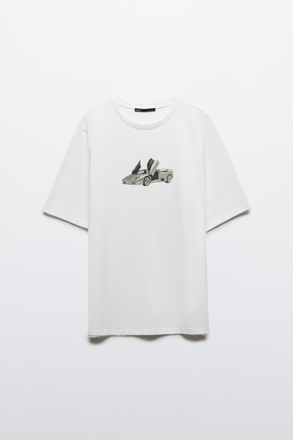 Футболка хлопковая с принтом - цвет бежевый - 1