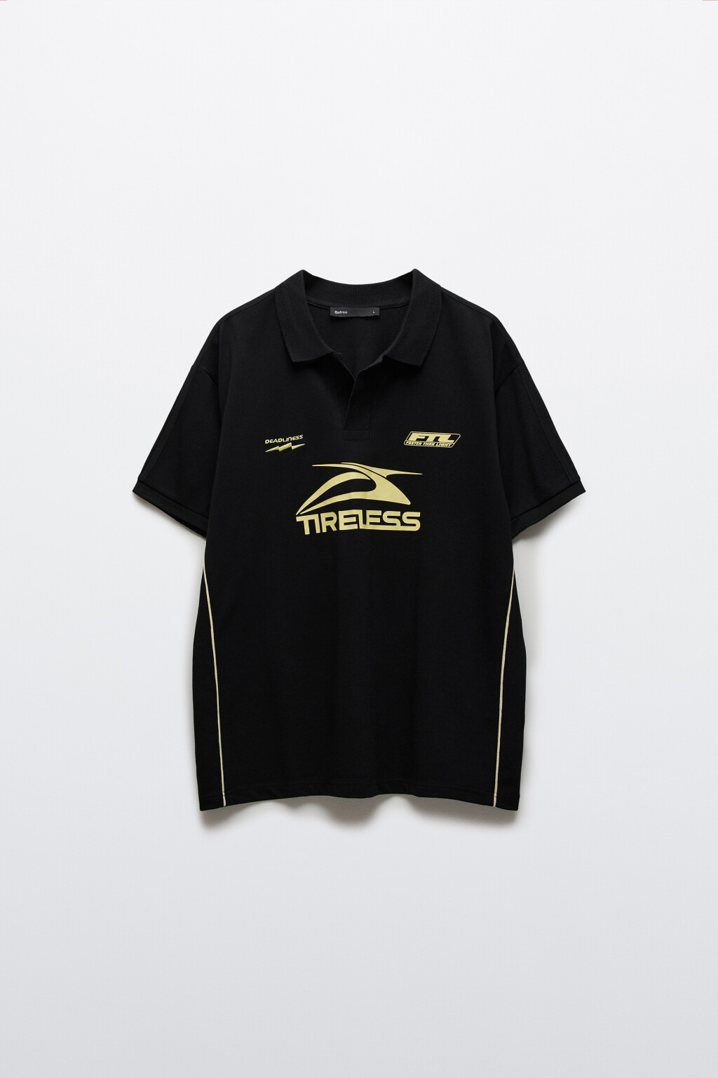 Футболка-поло со светоотражающими вставками - цвет черный - 1