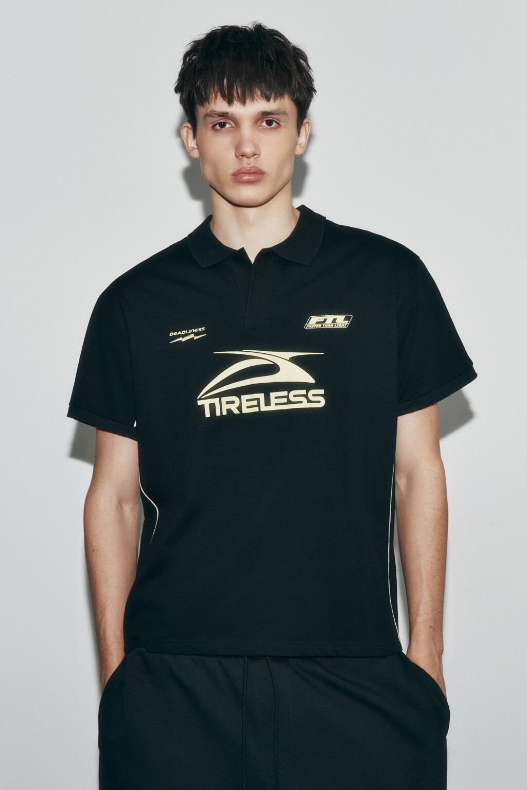 Футболка-поло со светоотражающими вставками - цвет черный - 3