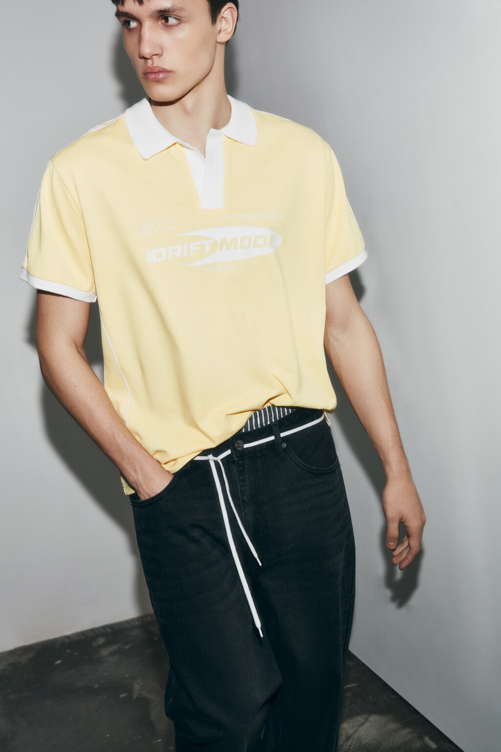 Футболка-поло со светоотражающими вставками - цвет желтый - 1