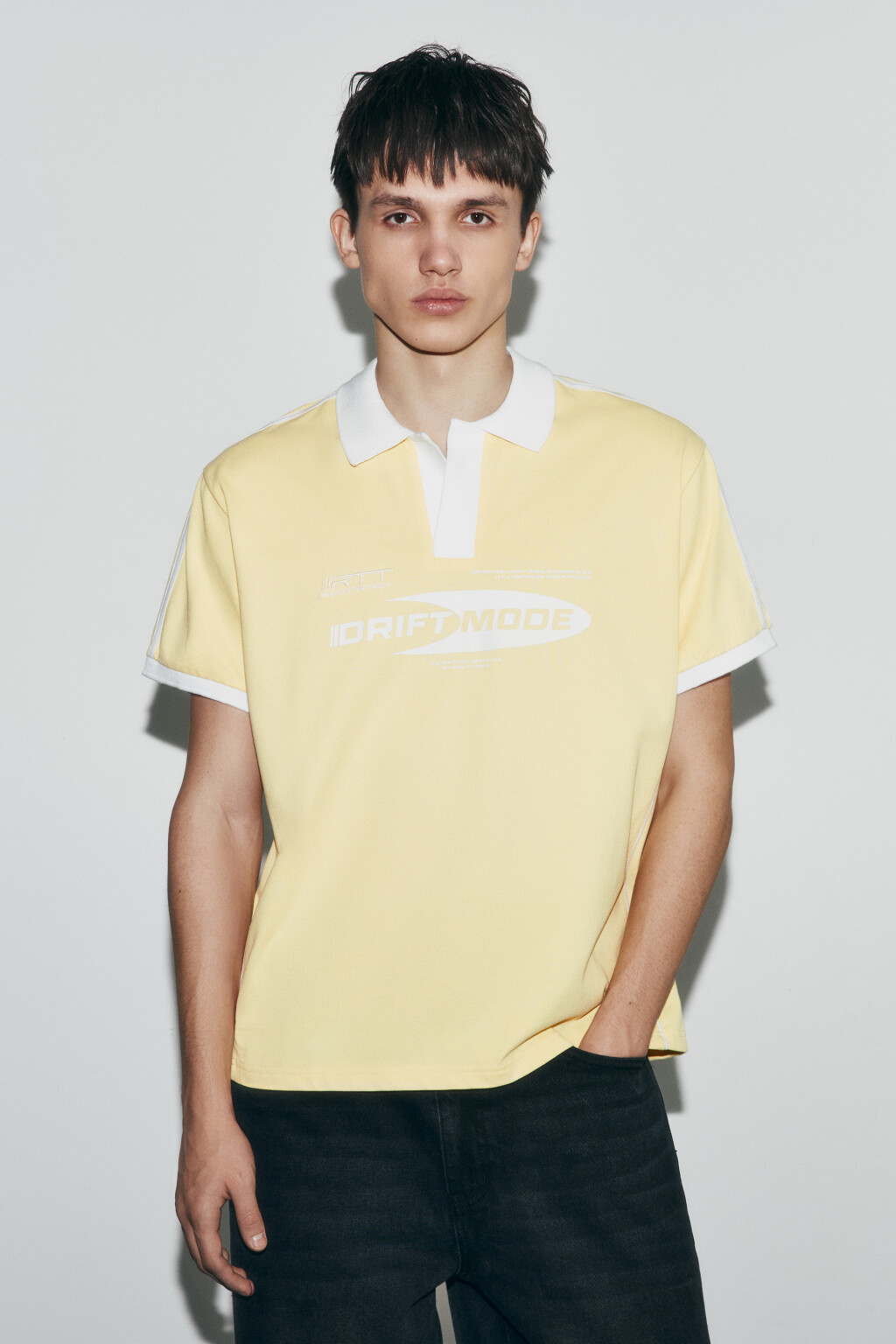 Футболка-поло со светоотражающими вставками - цвет желтый - 2