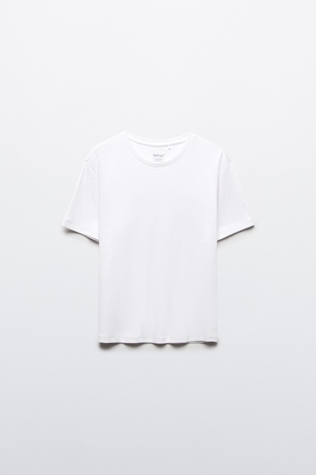 Футболка приталенная в рубчик - цвет белый - 1