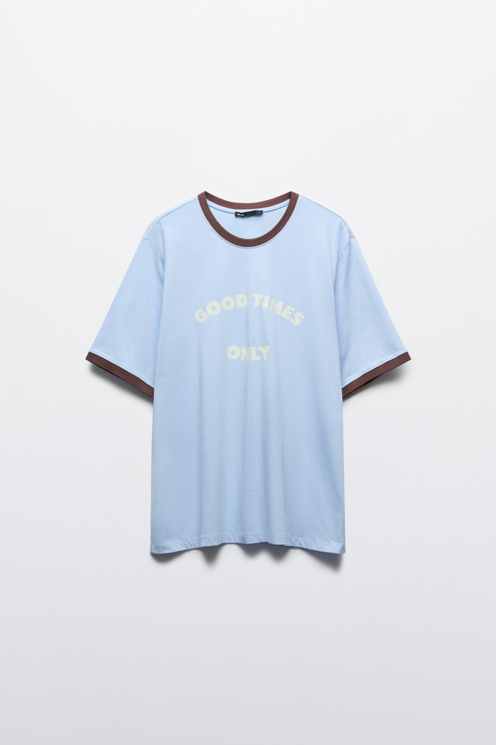 Футболка с принтом и контрастной окантовкой - цвет голубой - 8