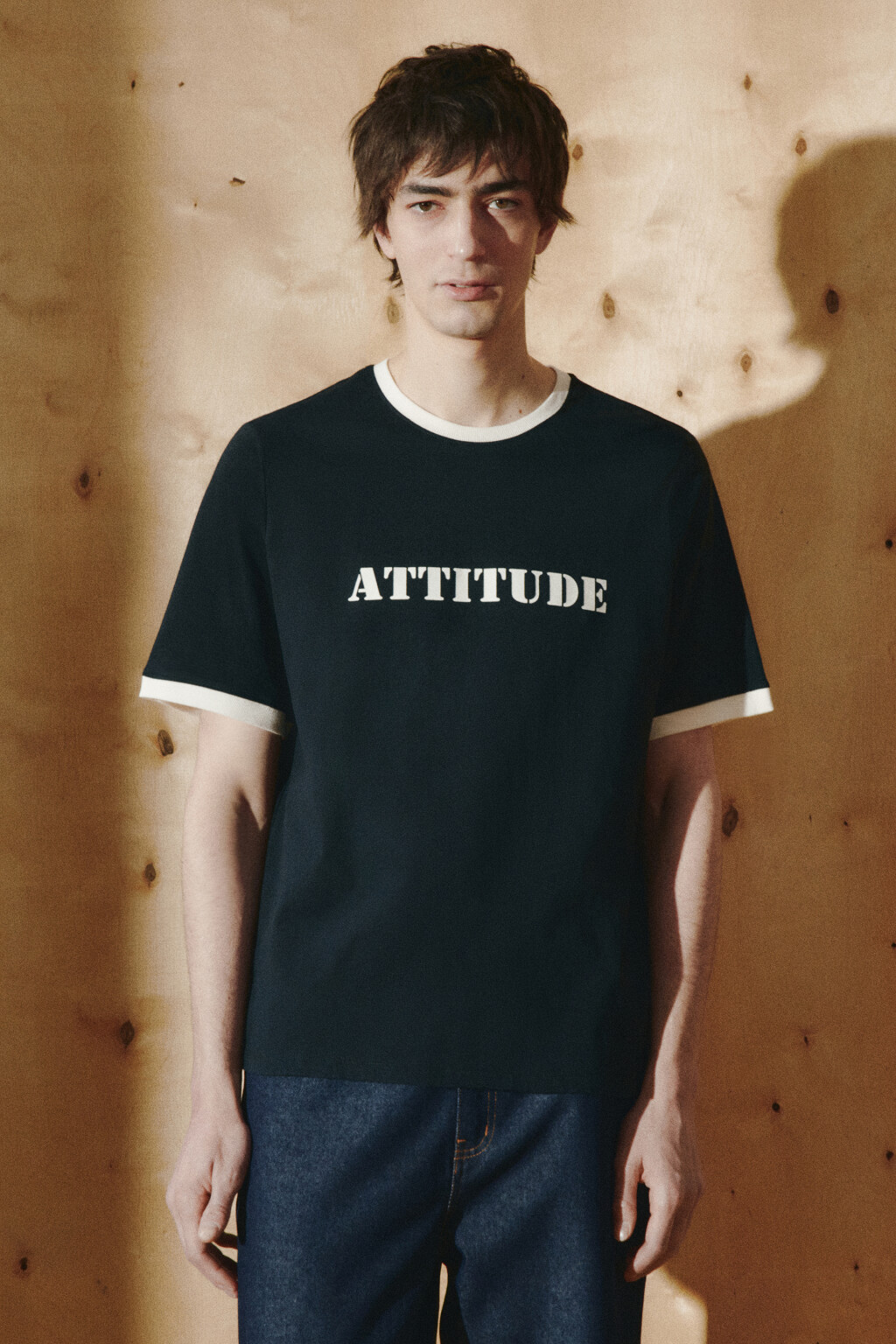 Футболка с принтом и контрастной окантовкой - цвет черный - 2