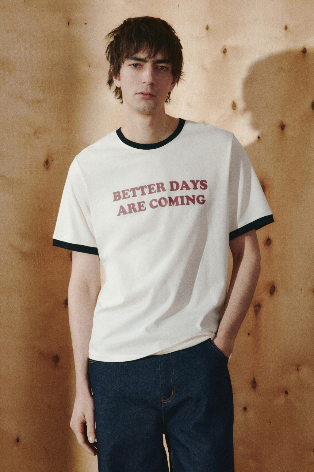 Футболка с принтом и контрастной окантовкой - цвет белый - 3