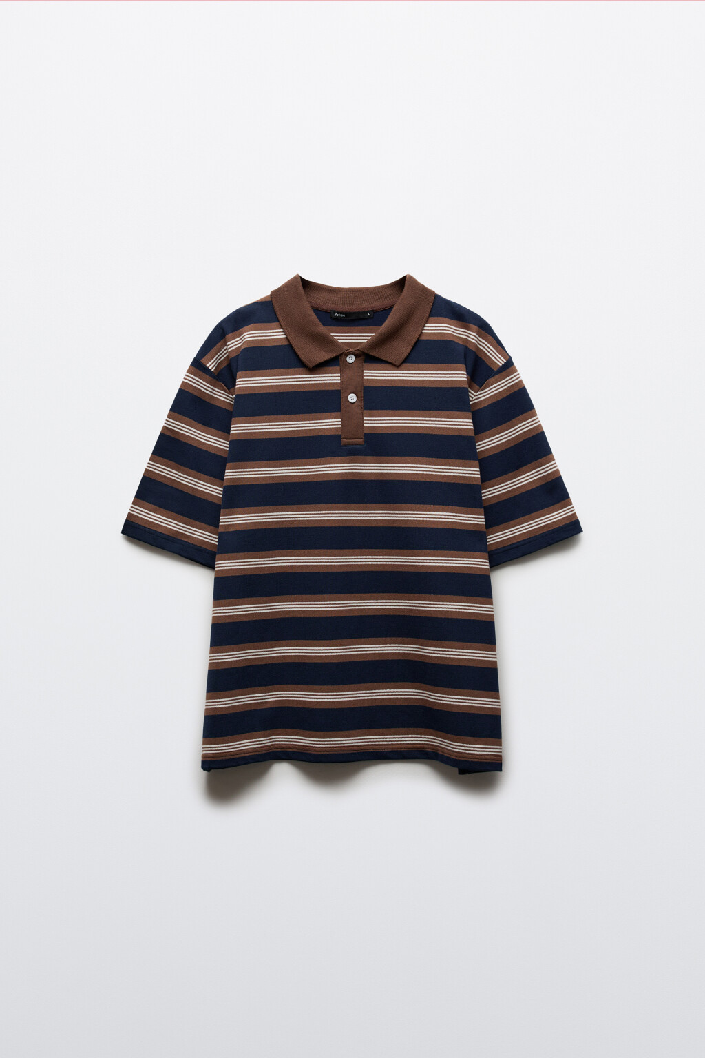 Футболка-поло свободная в полоску - цвет синий - 1