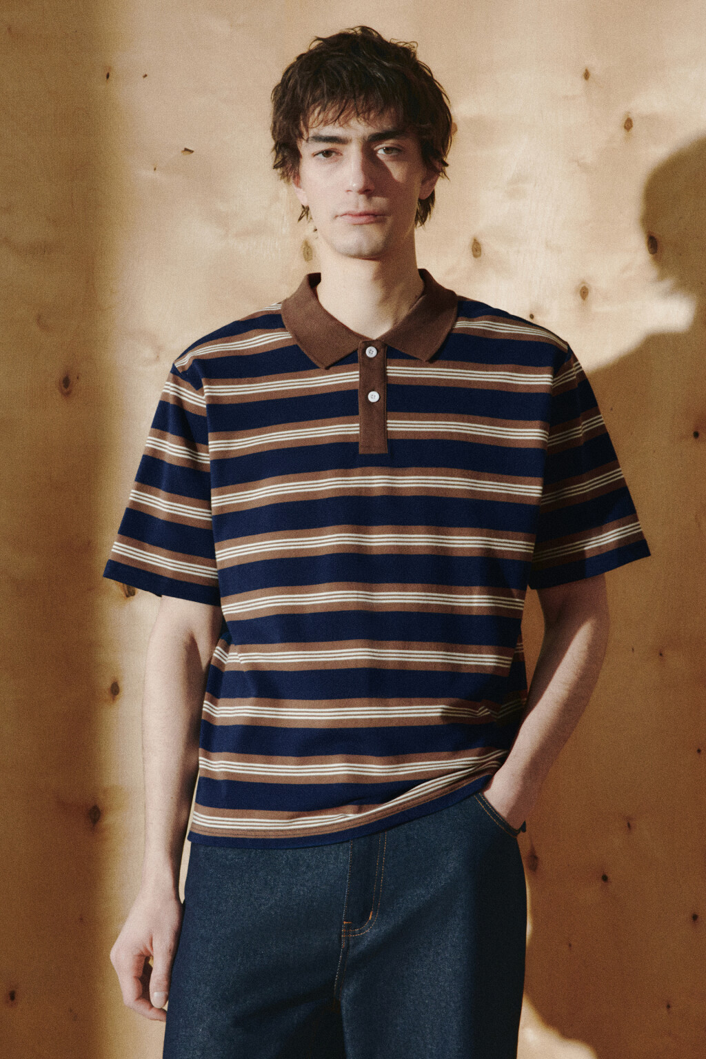 Футболка-поло свободная в полоску - цвет синий - 3