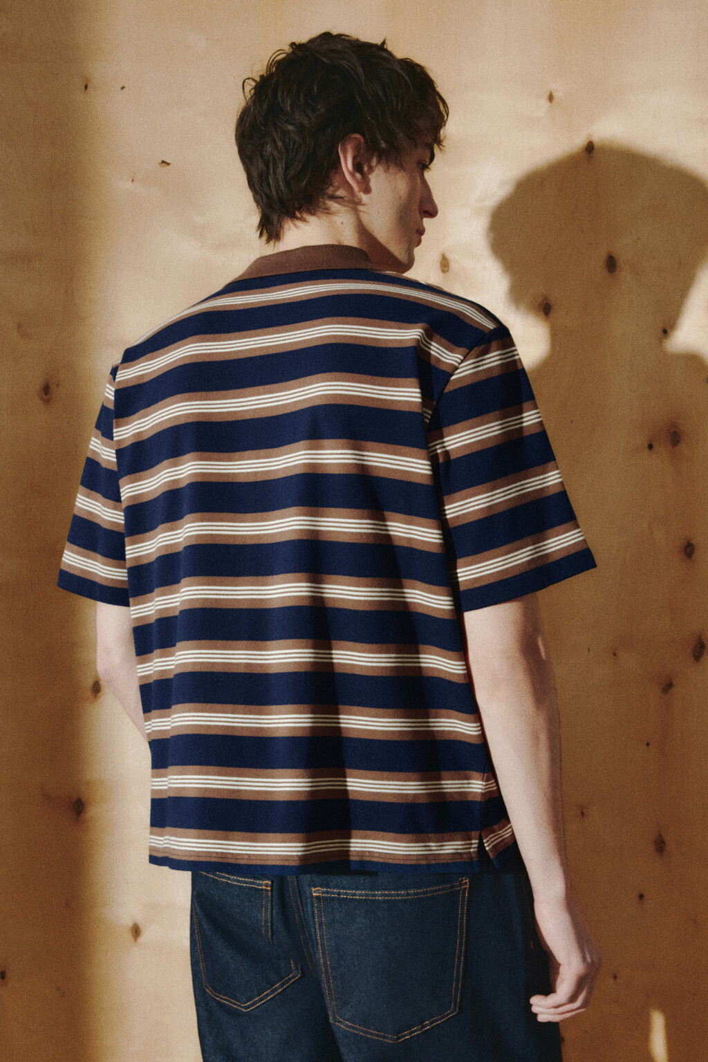 Футболка-поло свободная в полоску - цвет синий - 4