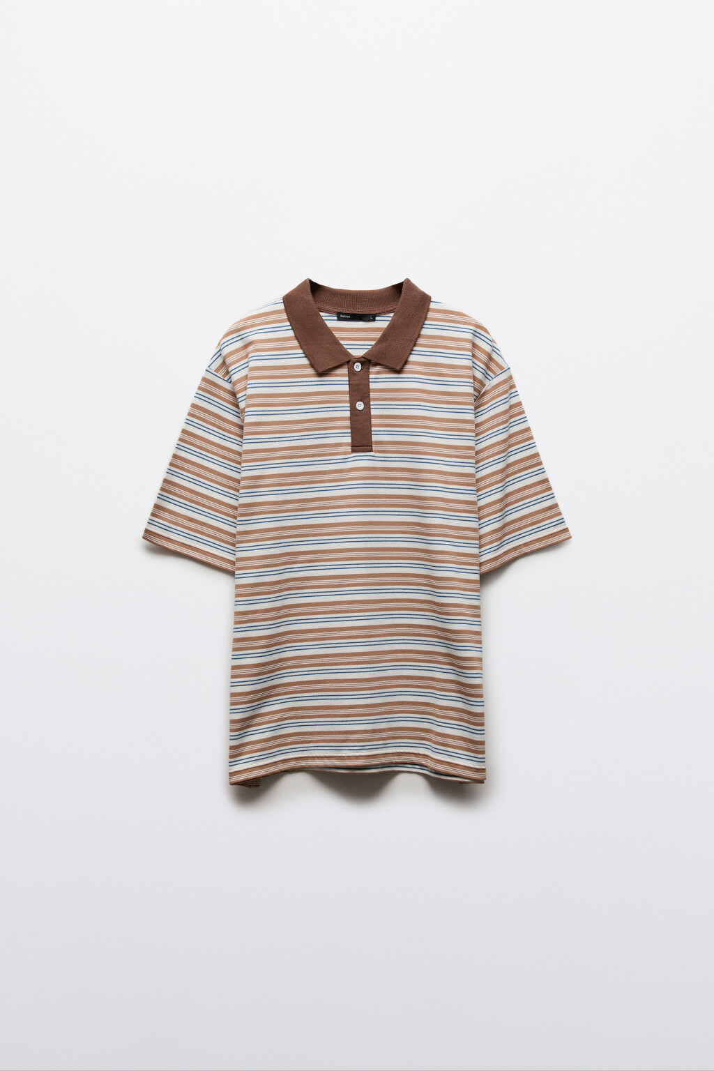Футболка-поло свободная в полоску - цвет бежевый - 1