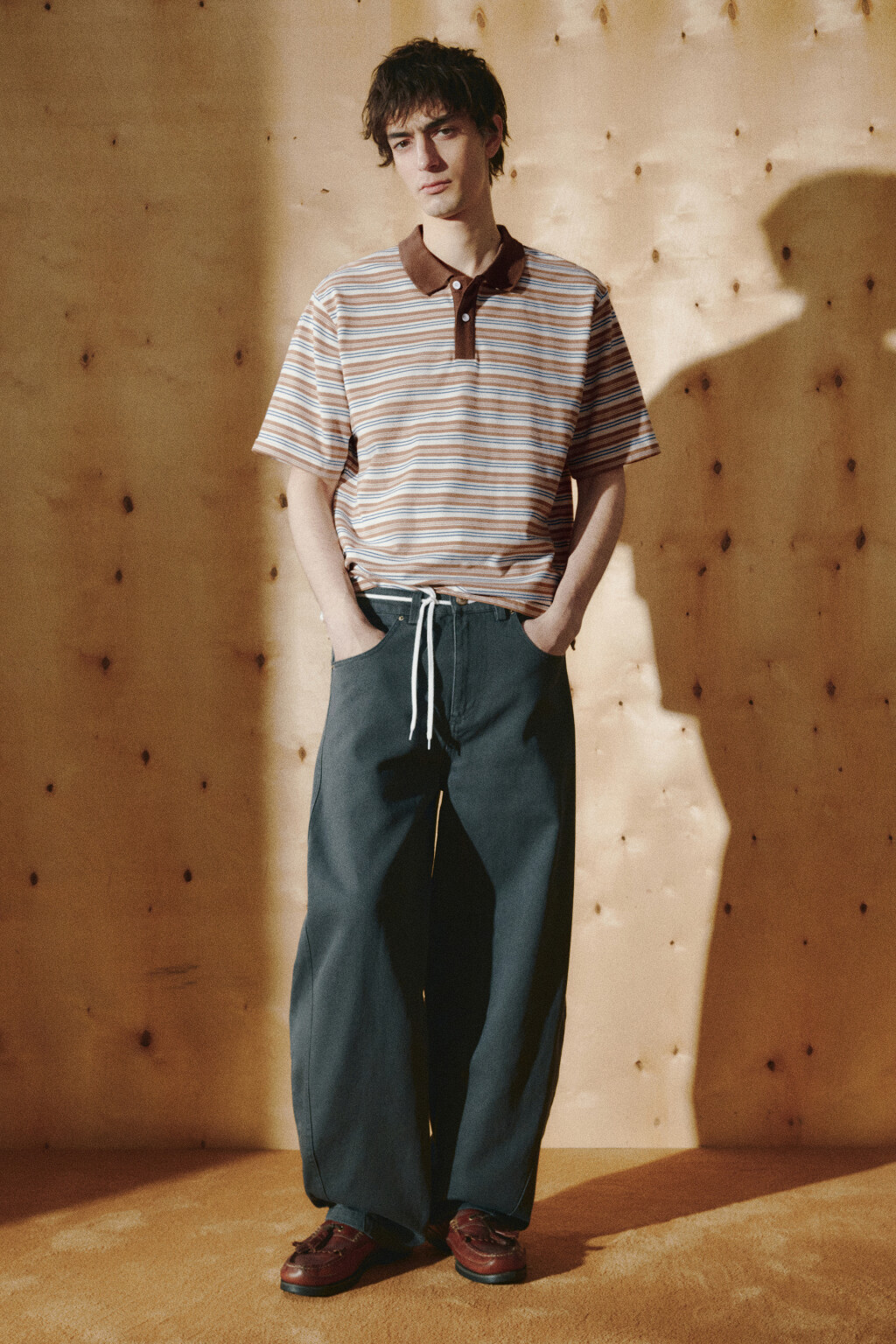 Футболка-поло свободная в полоску - цвет бежевый - 5