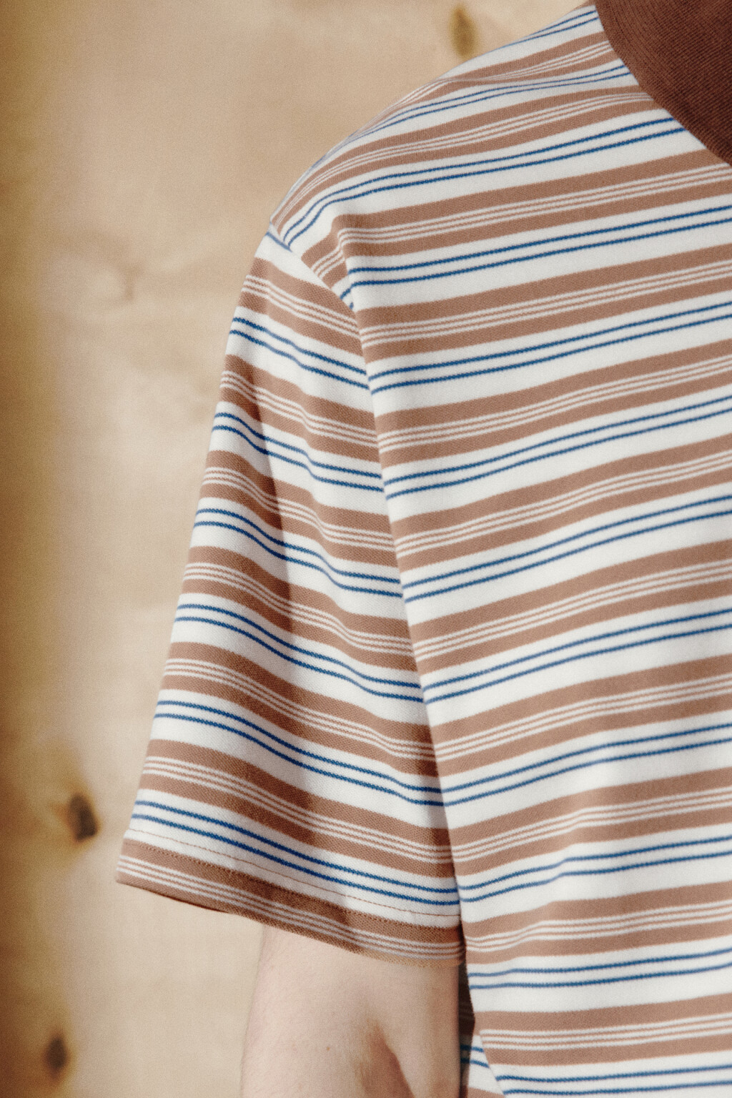 Футболка-поло свободная в полоску - цвет бежевый - 7