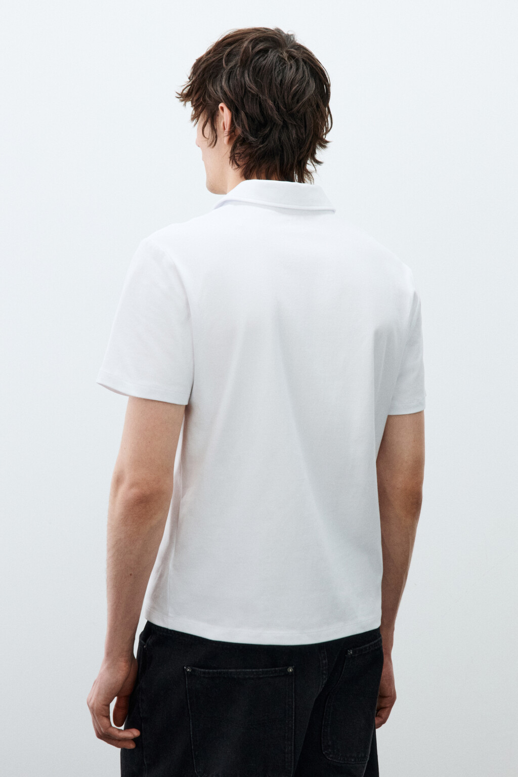 Футболка-поло прямого кроя - цвет белый - 3