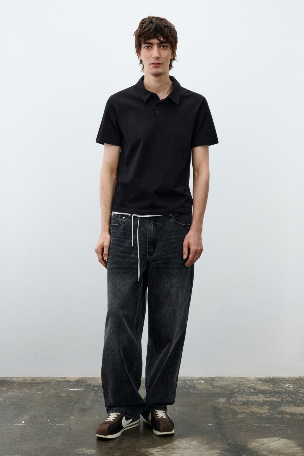 Футболка-поло прямого кроя - цвет черный - 4