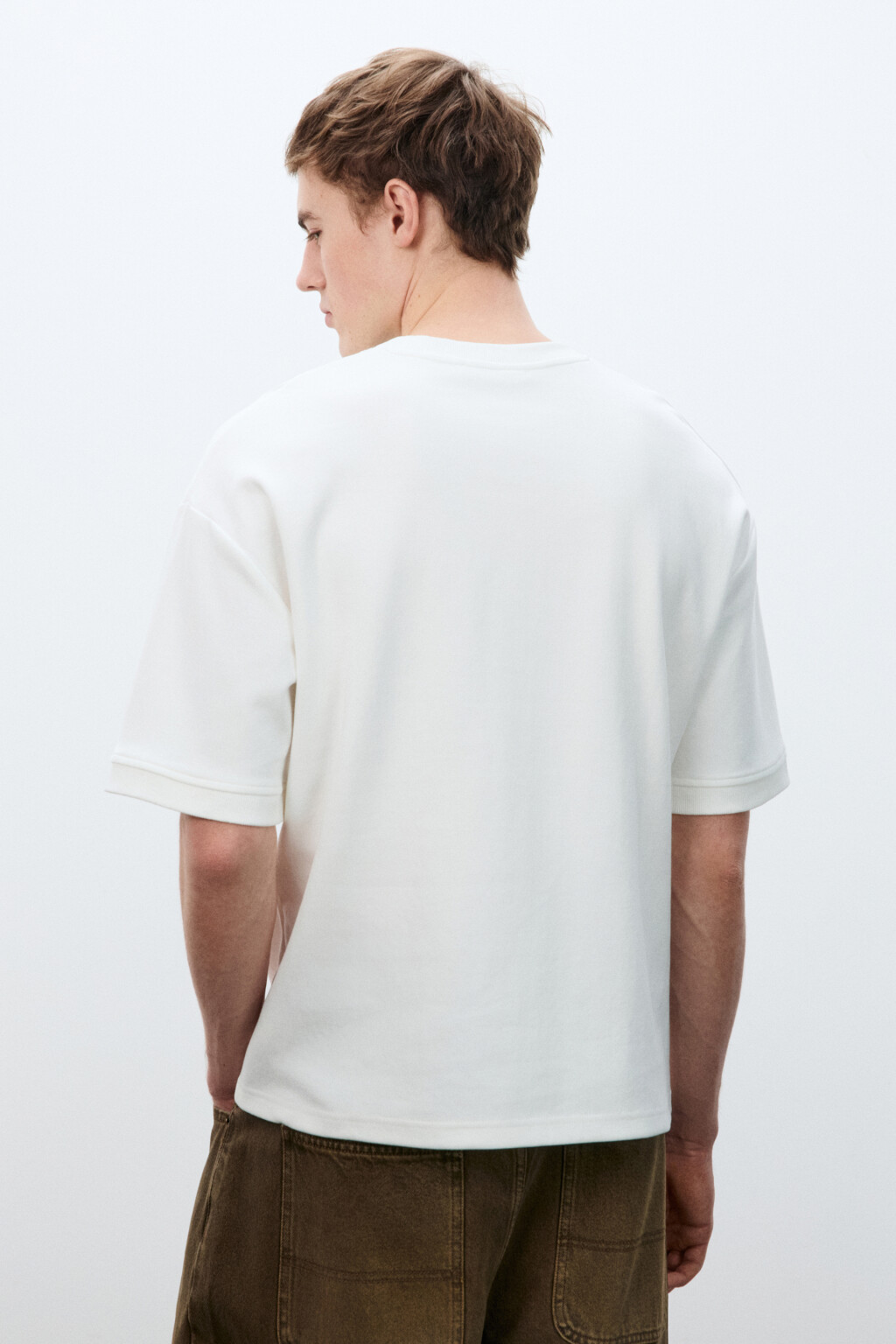 Футболка плотная с подворотами - цвет белый - 4
