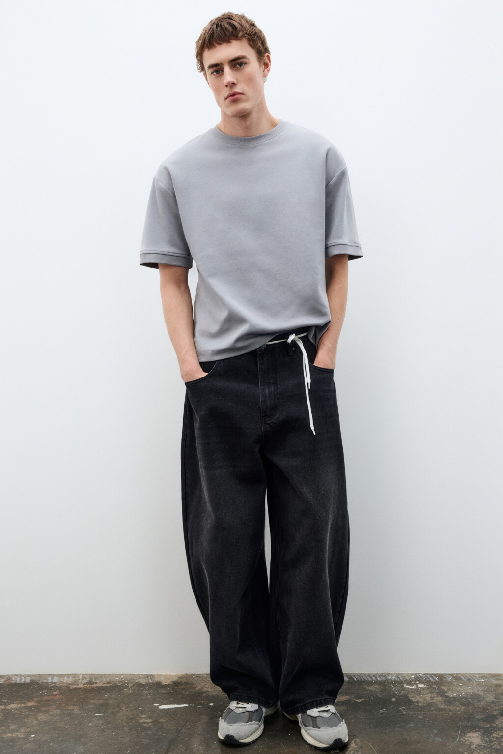 Футболка плотная с подворотами - цвет серый - 1