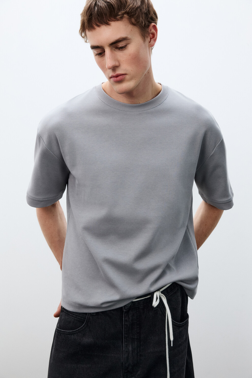 Футболка плотная с подворотами - цвет серый - 2