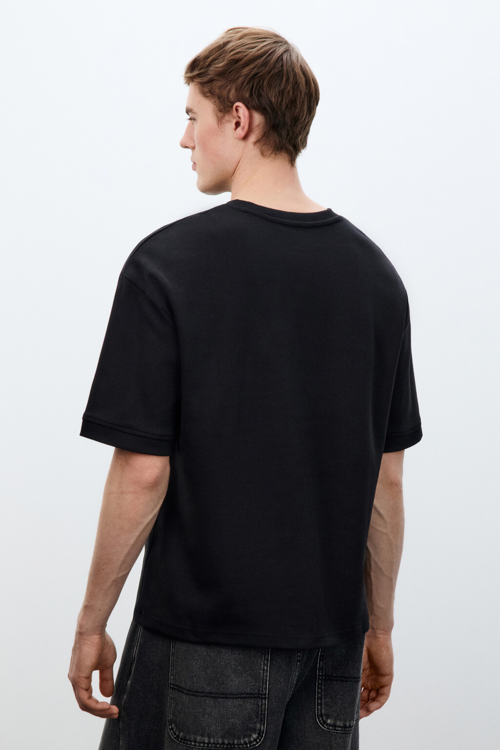 Футболка плотная с подворотами - цвет черный - 3