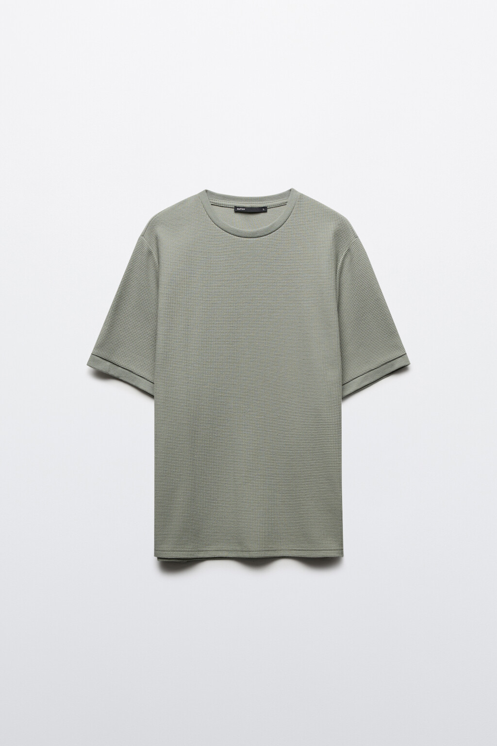 Футболка прямая с вафельной фактурой - цвет зеленый - 1