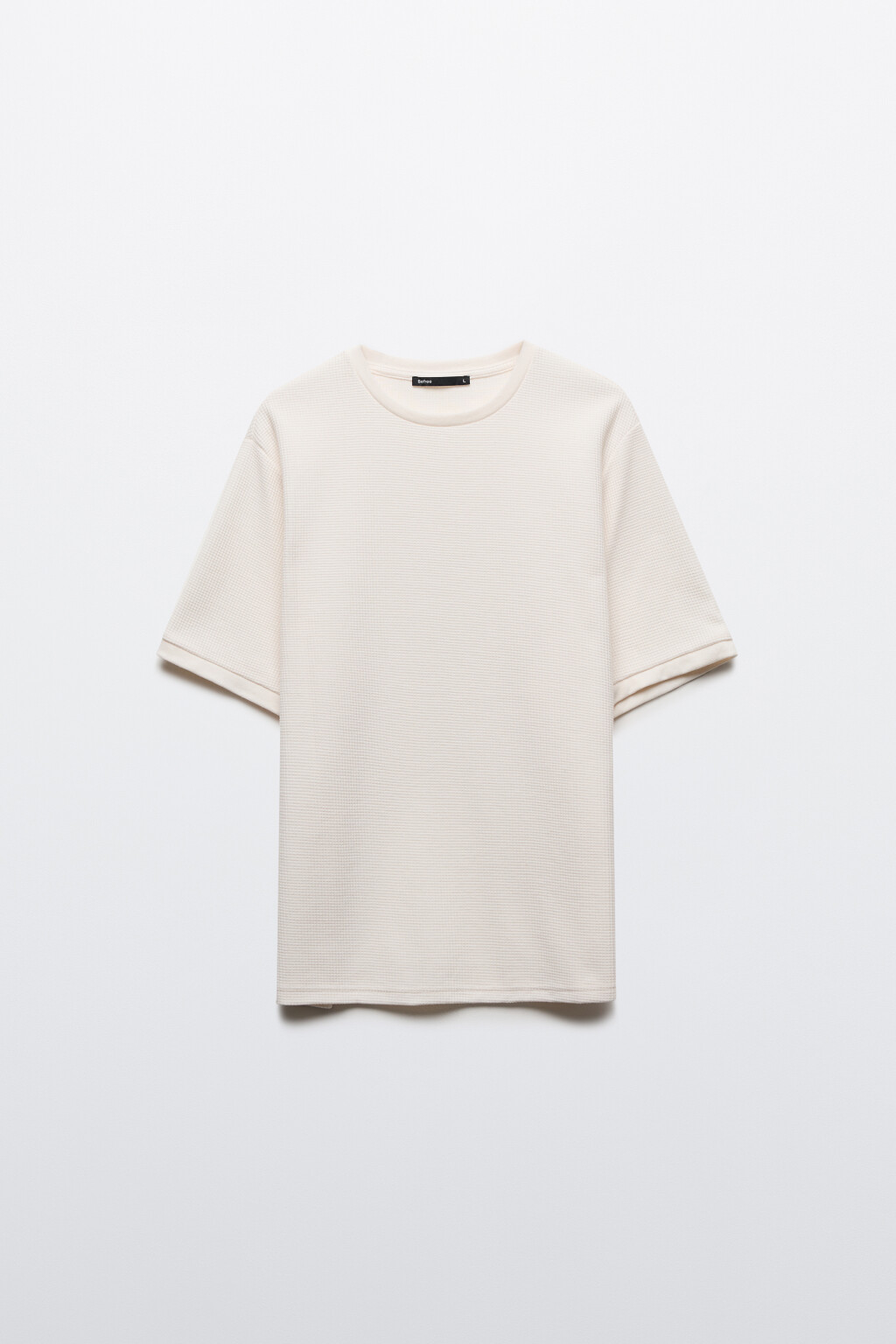 Футболка прямая с вафельной фактурой - цвет бежевый - 1