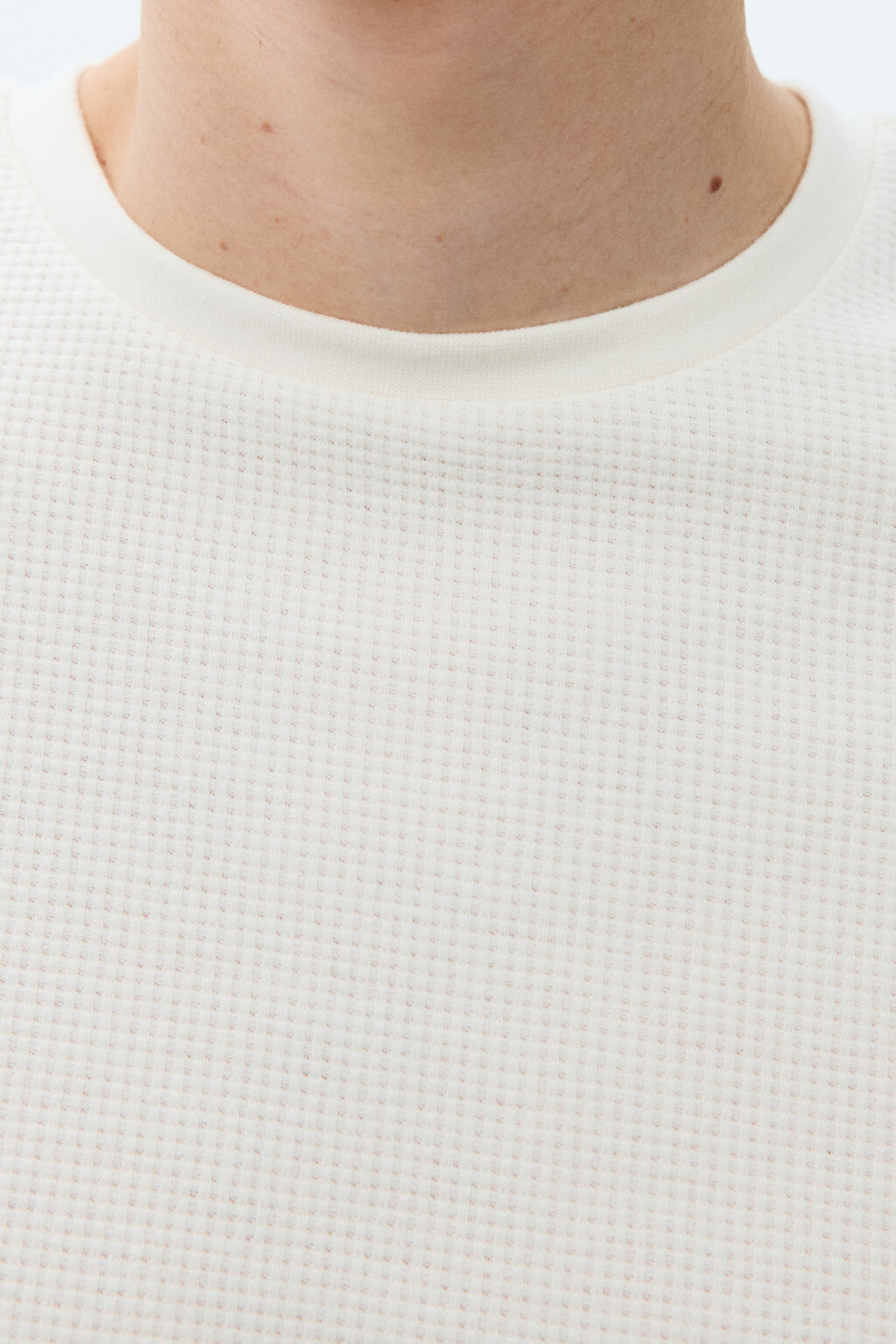 Футболка прямая с вафельной фактурой - цвет бежевый - 5