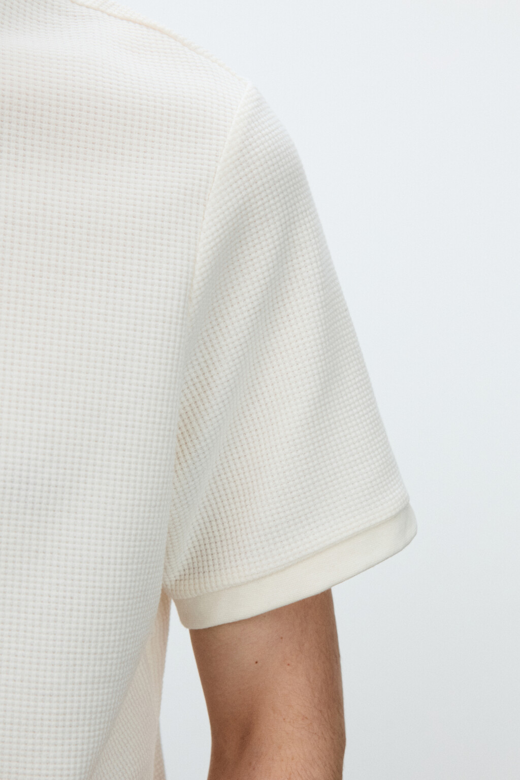 Футболка прямая с вафельной фактурой - цвет бежевый - 6