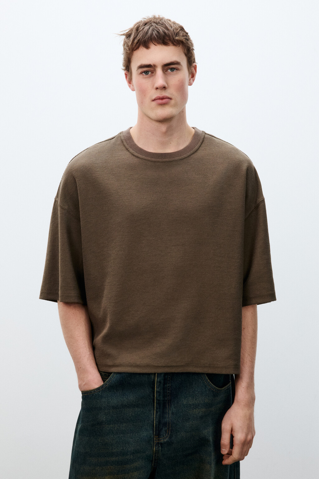 Футболка oversize плотная - цвет коричневый - 3