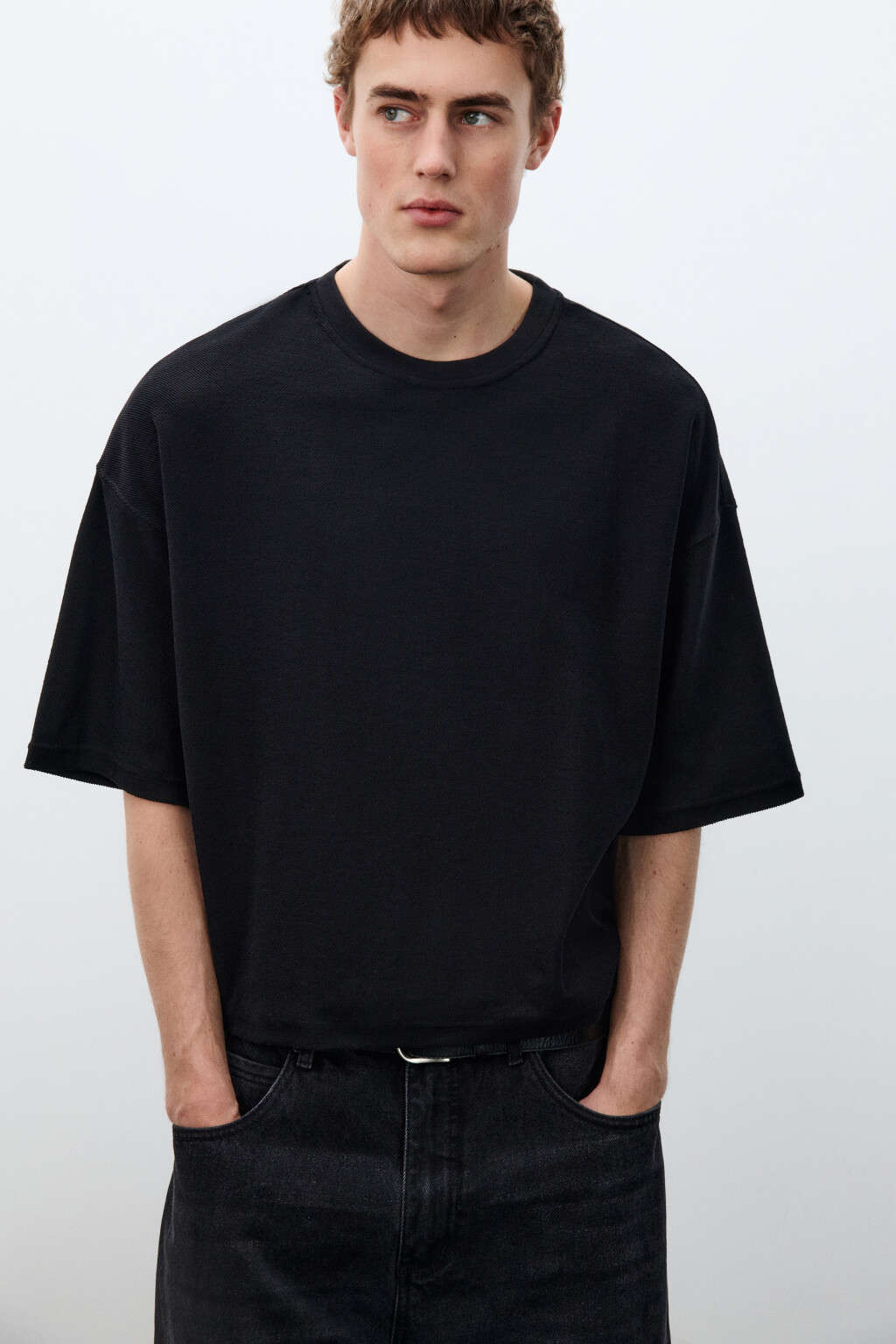 Футболка oversize плотная - цвет черный - 1