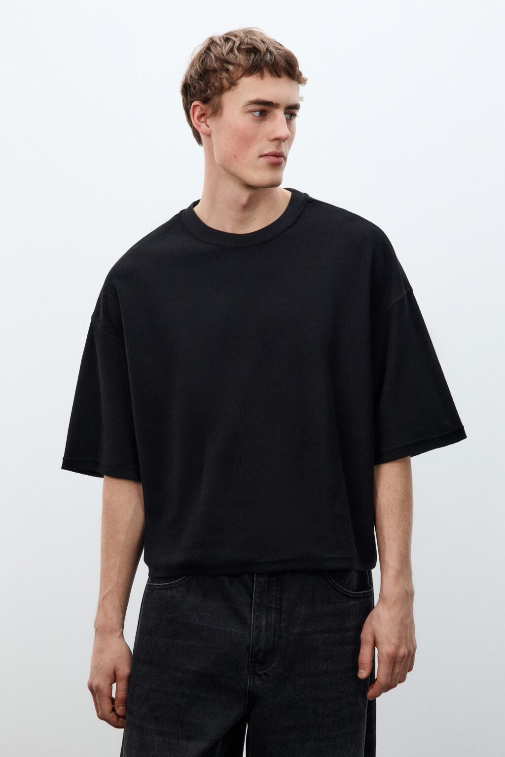 Футболка oversize плотная - цвет черный - 2