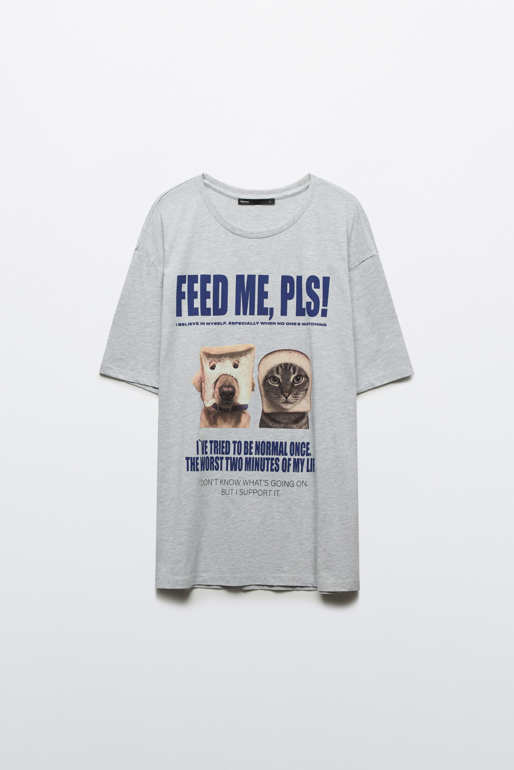 Футболка хлопковая плотная с принтом - цвет серый - 1