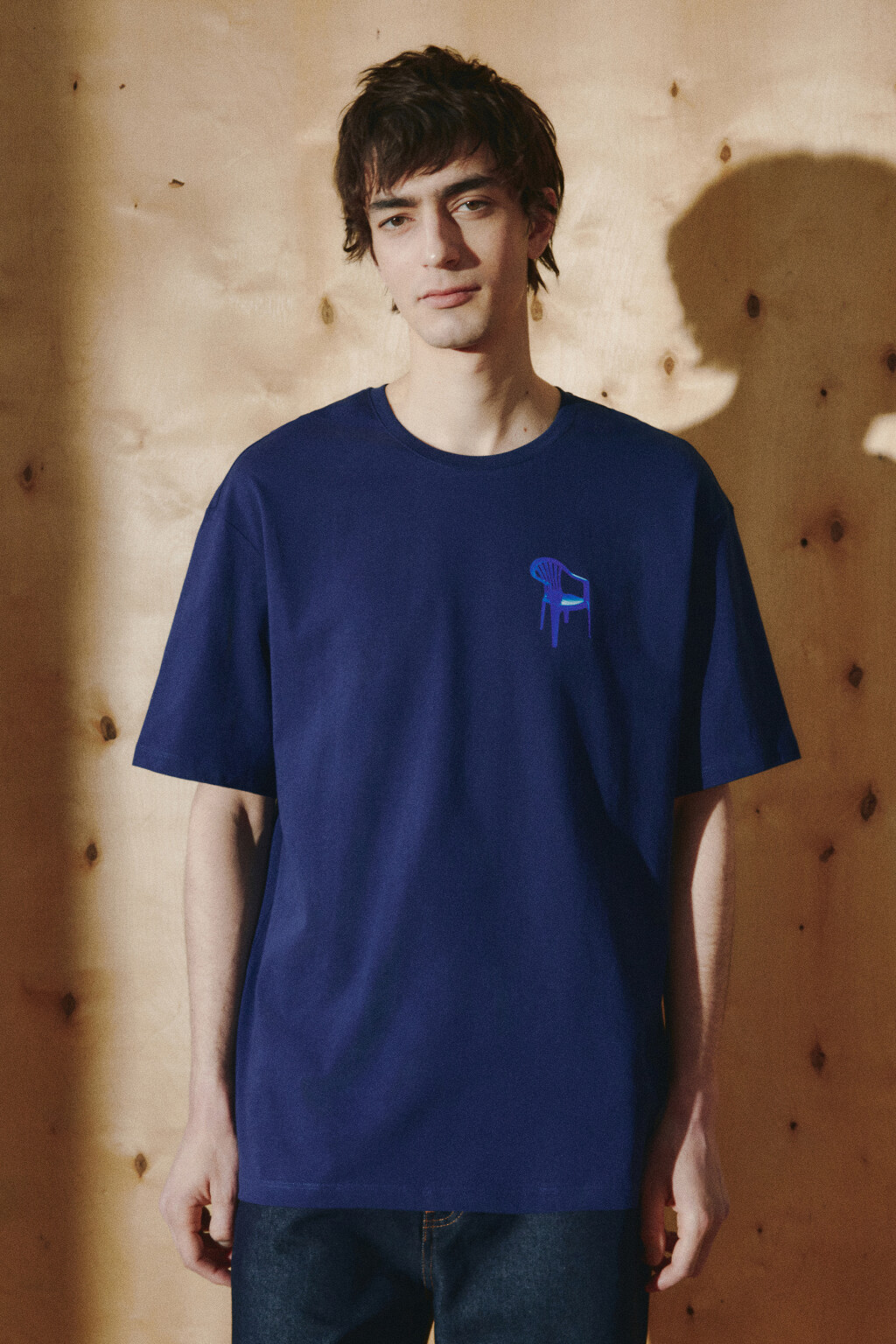Футболка хлопковая плотная с принтом - цвет синий - 2