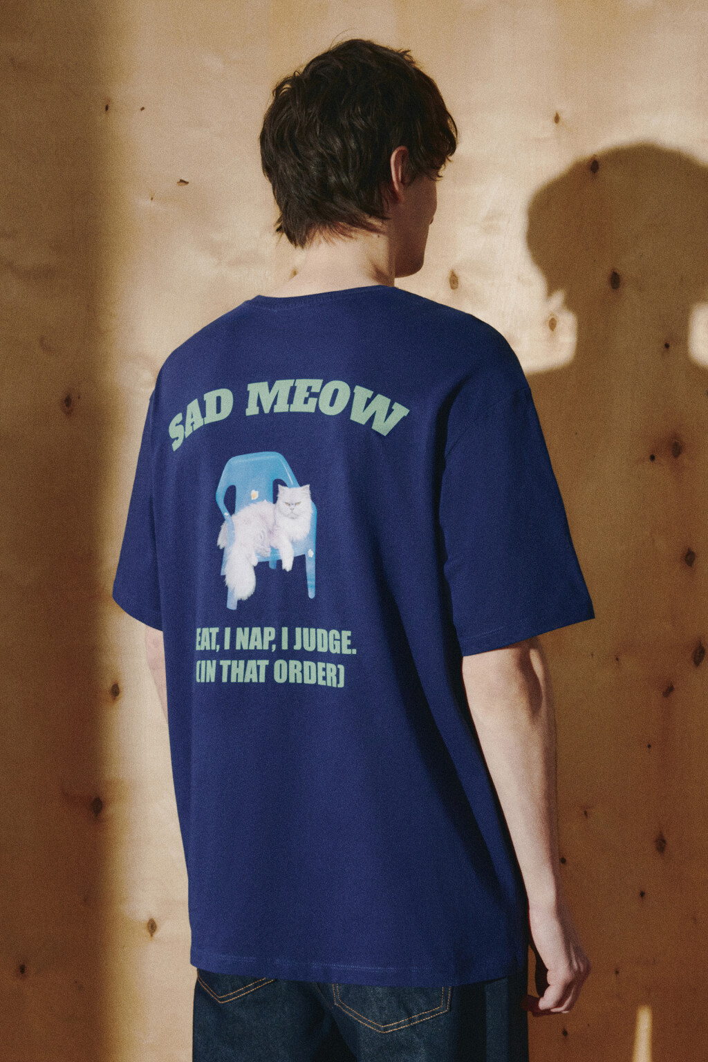 Футболка хлопковая плотная с принтом - цвет синий - 3