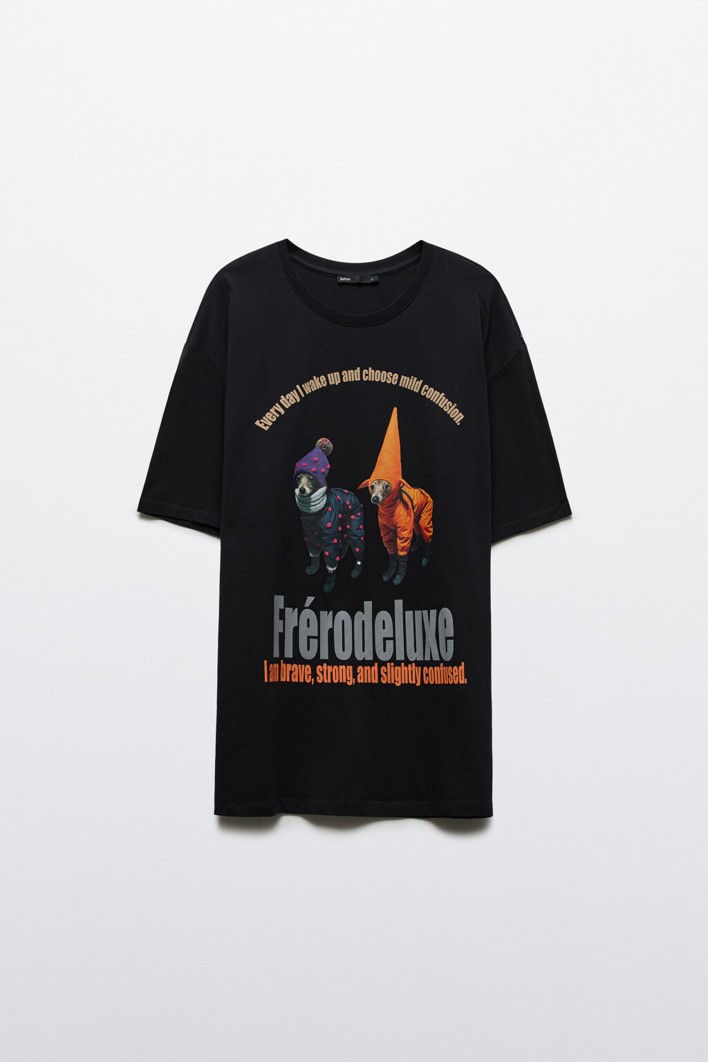 Футболка хлопковая плотная с принтом - цвет черный - 1