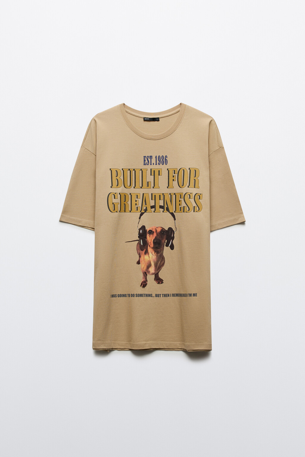Футболка хлопковая плотная с принтом - цвет бежевый - 1