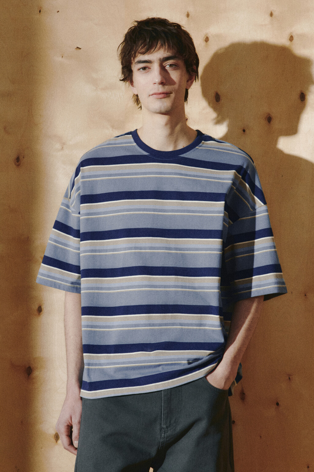 Футболка хлопковая в полоску - цвет синий - 2