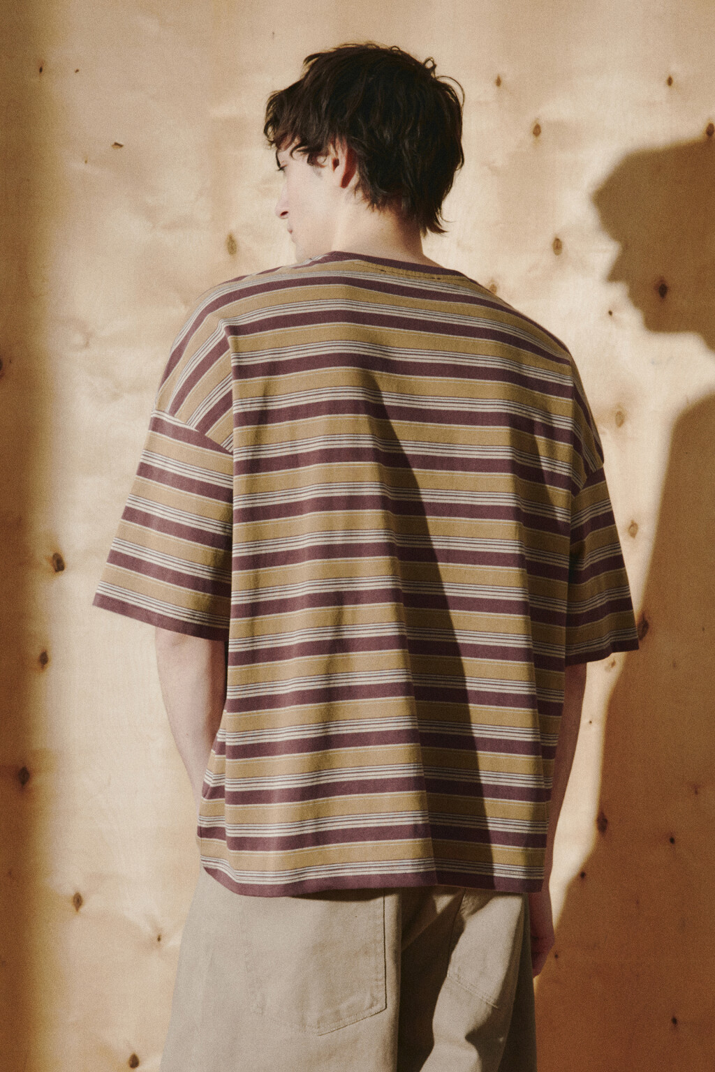 Футболка хлопковая в полоску - цвет бордовый - 3