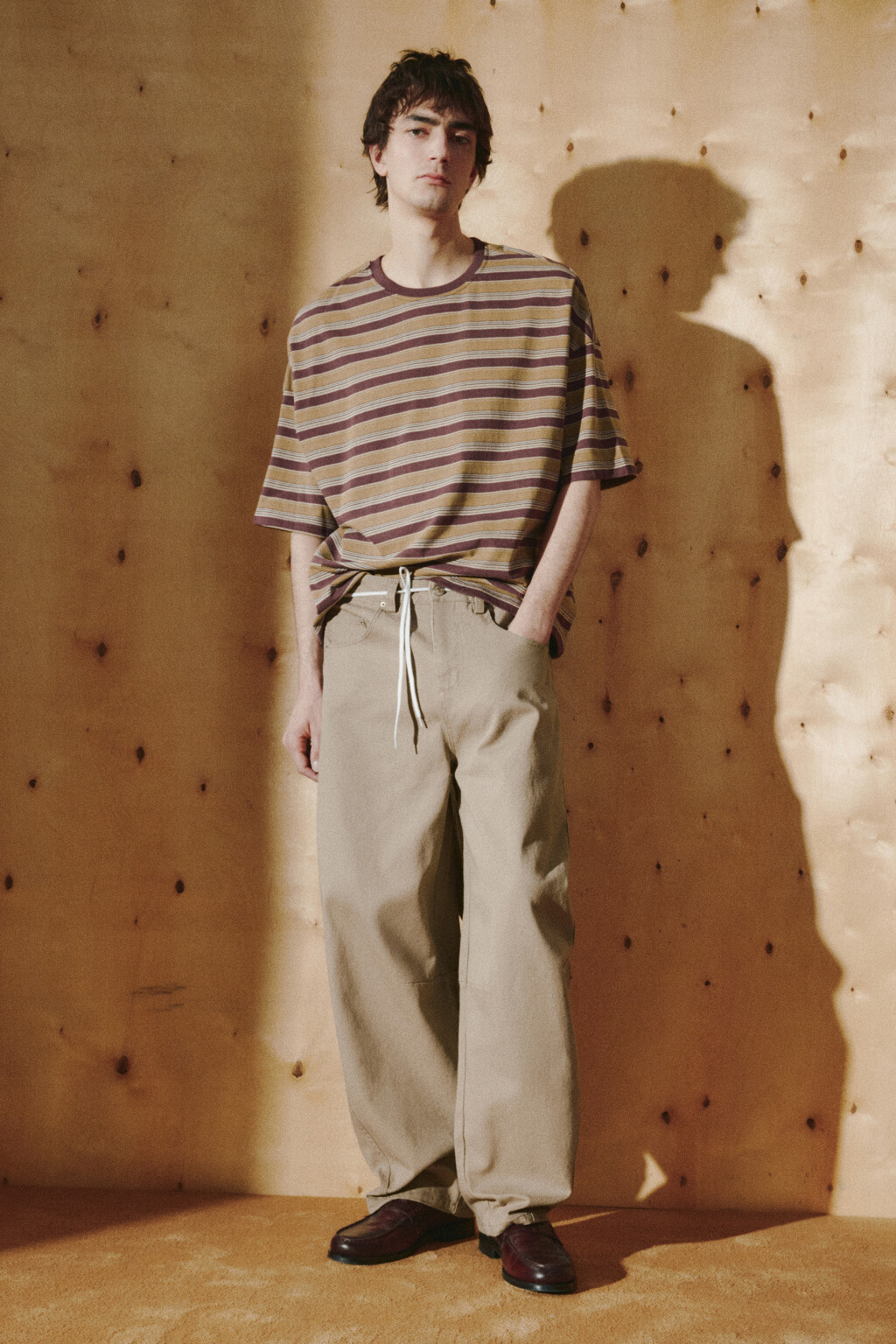 Футболка хлопковая в полоску - цвет бордовый - 4